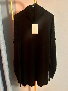 Motherhood Maternity Womens XL Black Cowl Neck Oversized Tunic Knit Sweater NWT